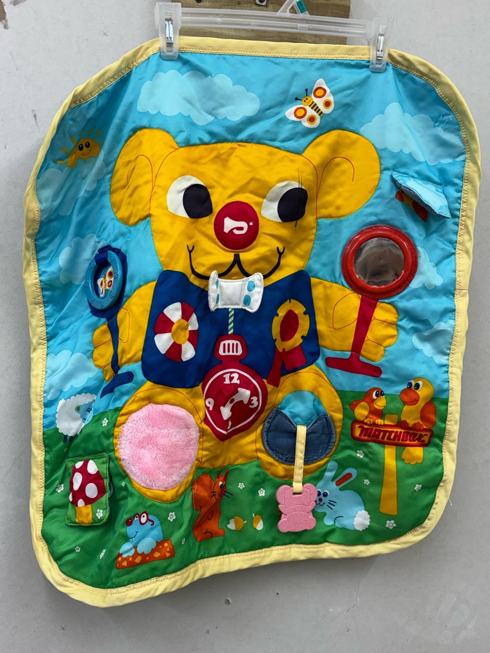 Vtg 1986’matchbox baby activity mat 26.5”X26.5”